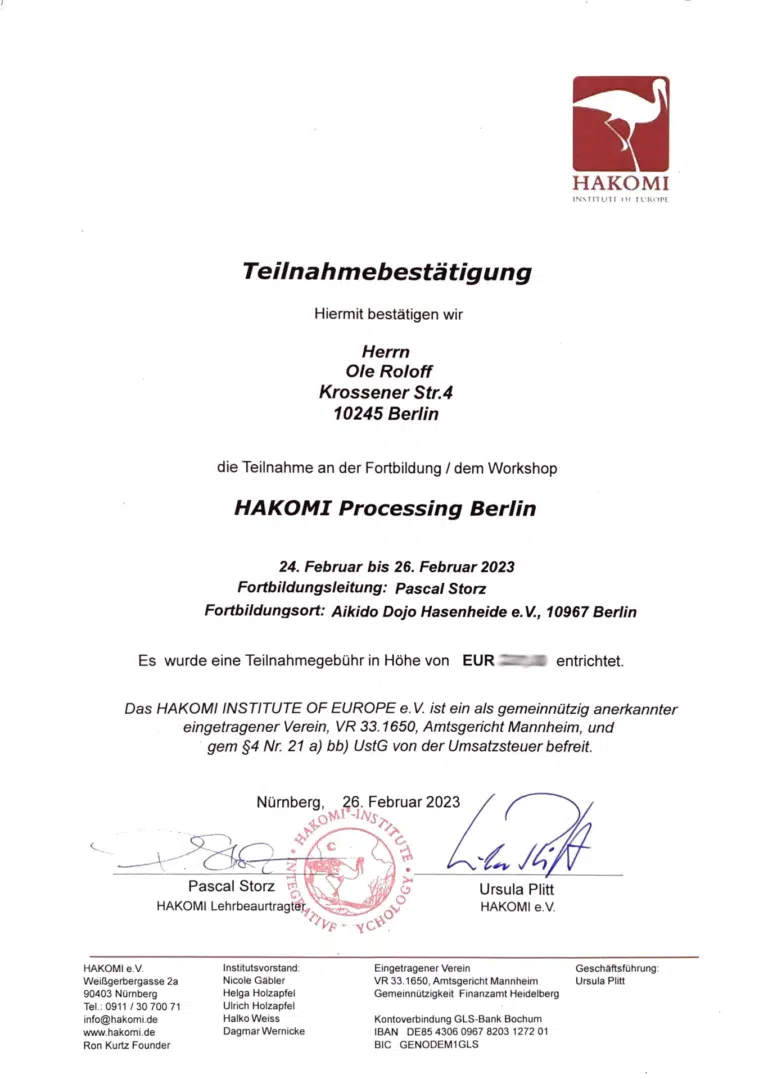 2023-03 Hakomi Fortbildung