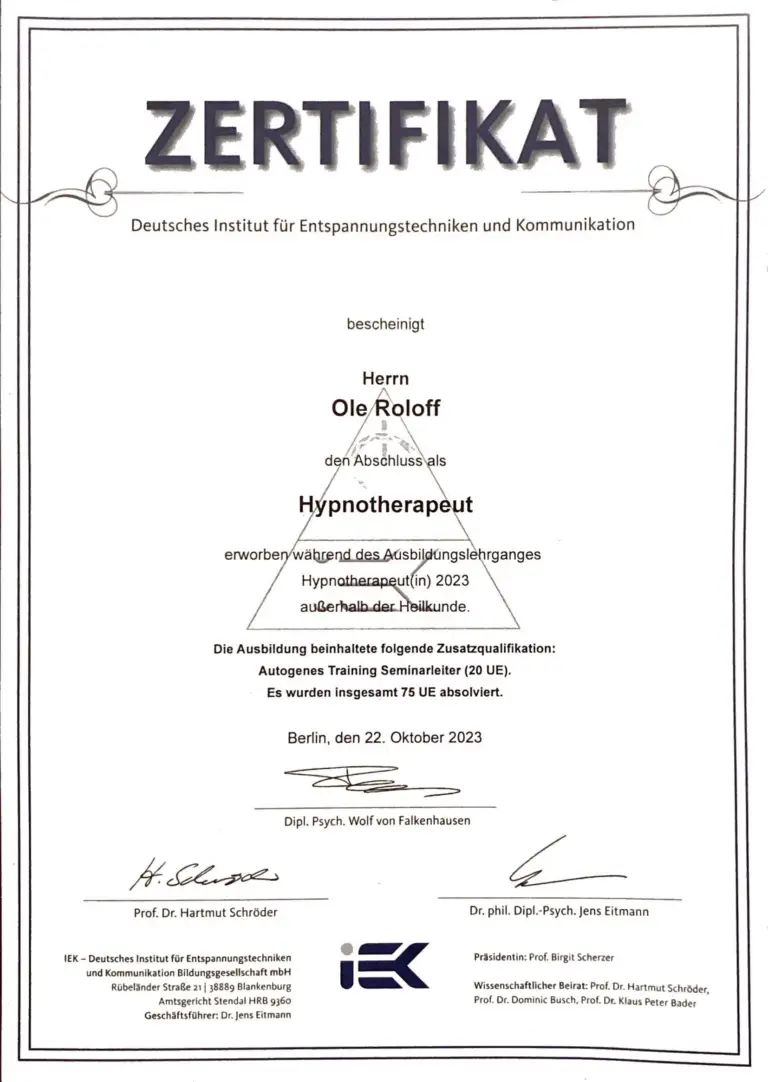 2023-10 Zertifikat Hypnotherapeut
